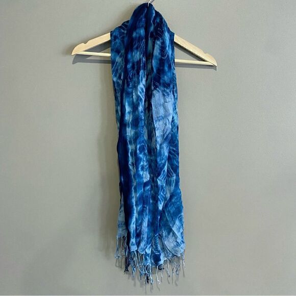 Tie Dye Blue Oversized Scarf - Picture 3 of 3
